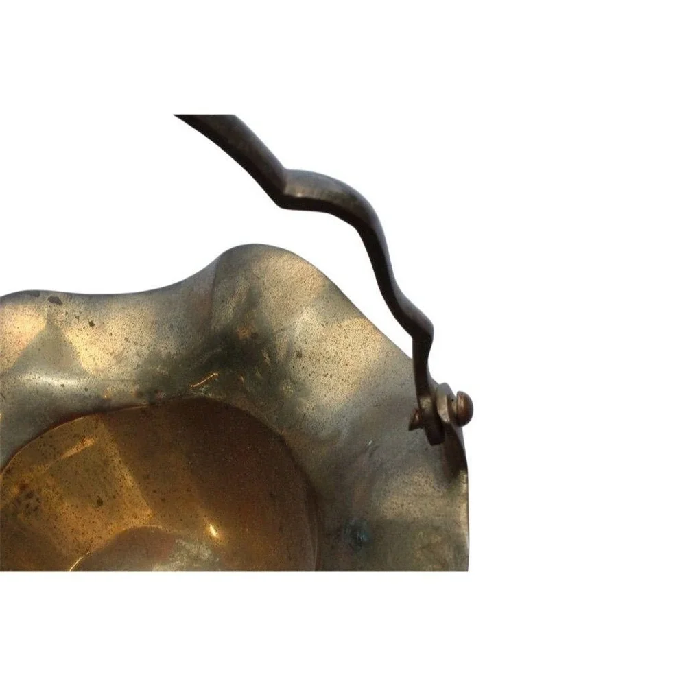 Vintage Brass Basket‎ with Scallop Edge and Moveable Handle
